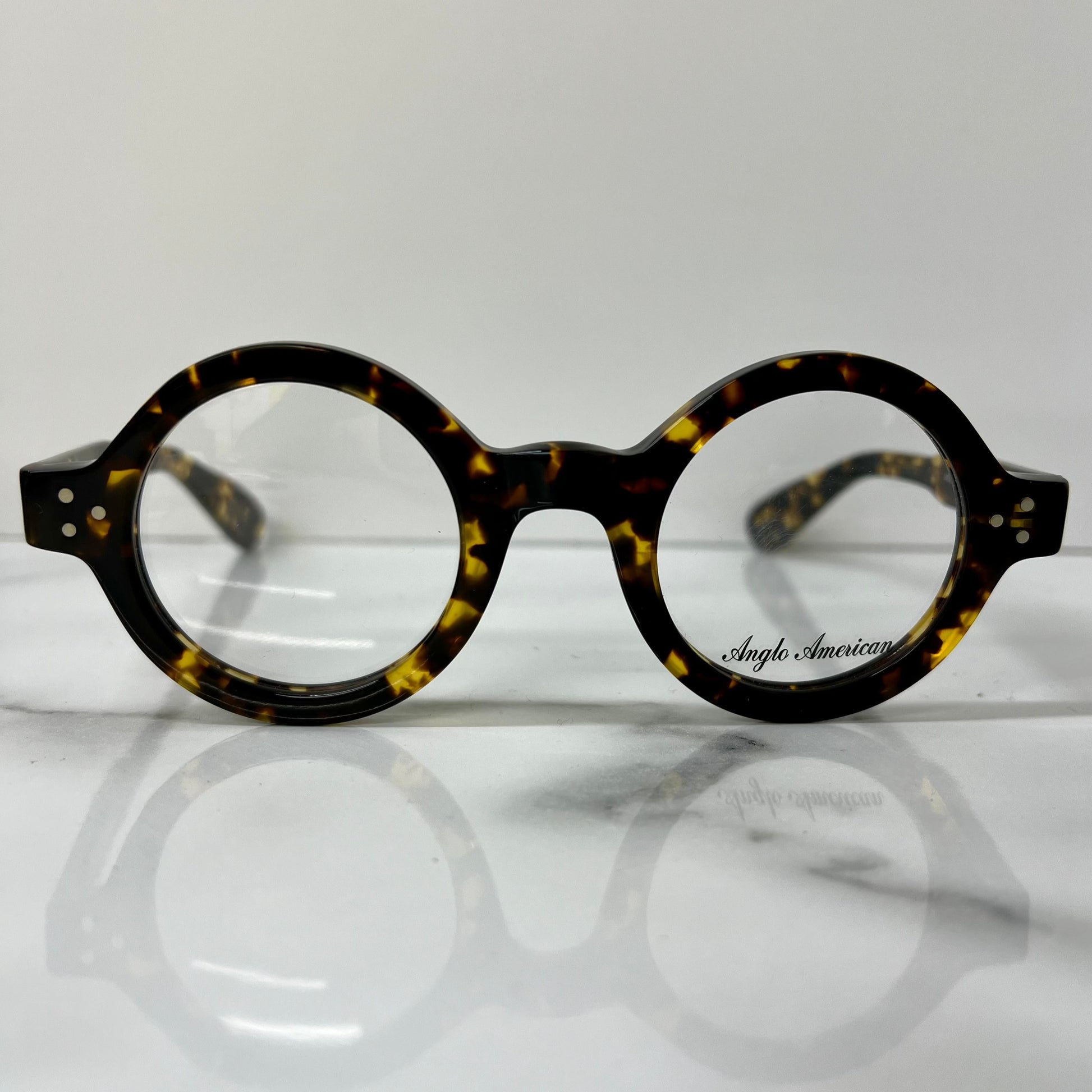 Anglo American Eyeglasses 180E TOSH Tortoise Shell Round Acetate Glasses Frames.