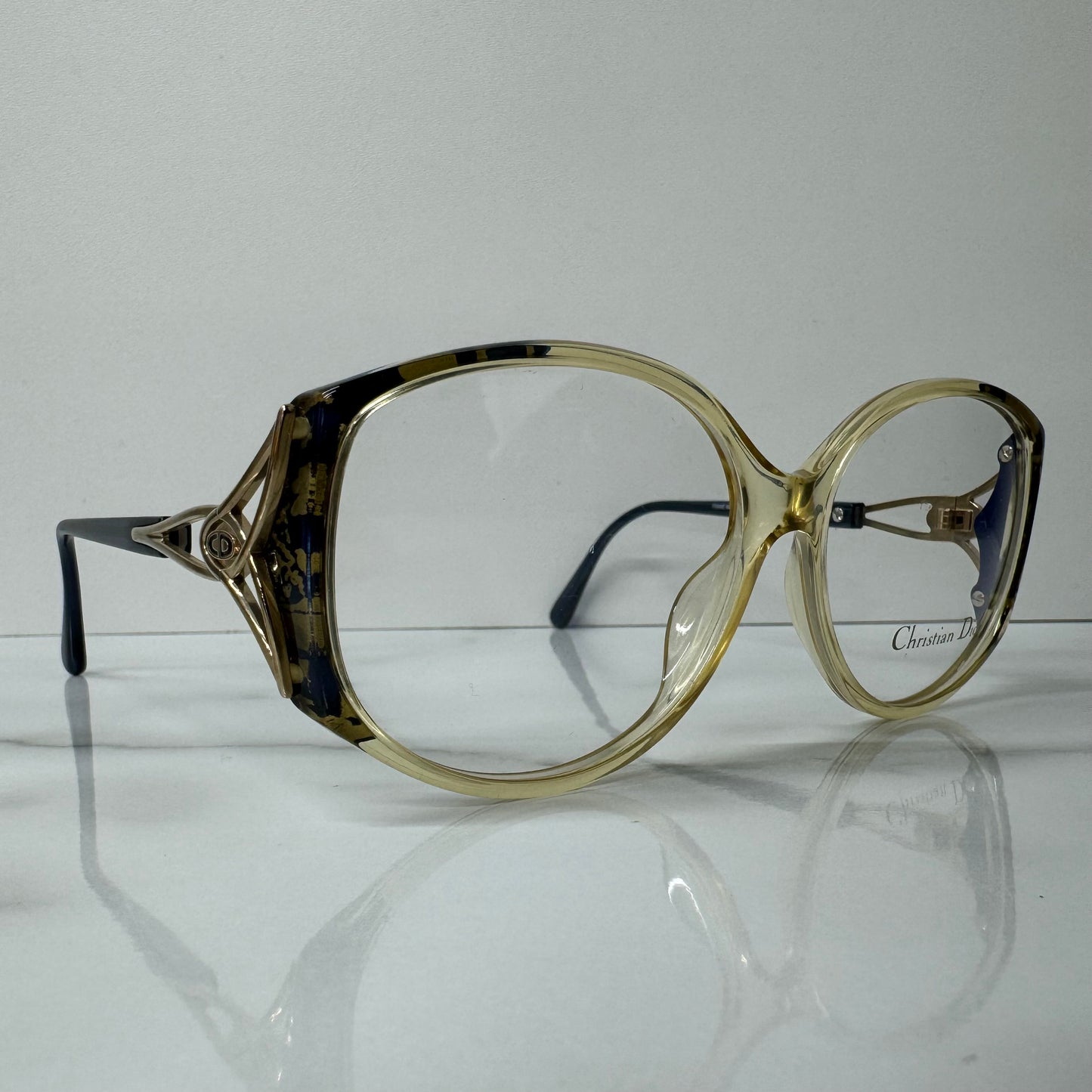 Vintage Christian Dior Glasses Frames - 2709 Clear & Blue Round Eyeglasses