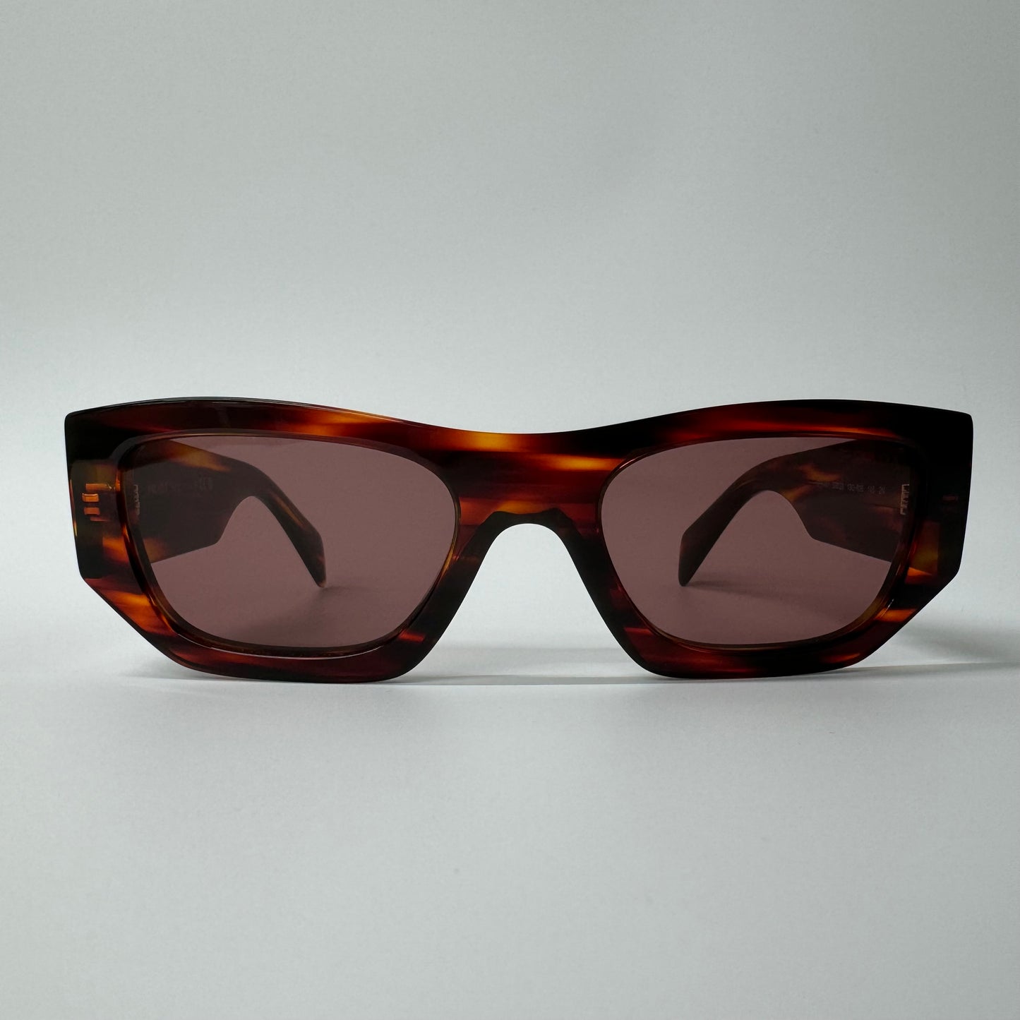 Prada Red Havana Dark Violet Full Rim Rectangle Unisex Sunglasses PR A01S 13O80B