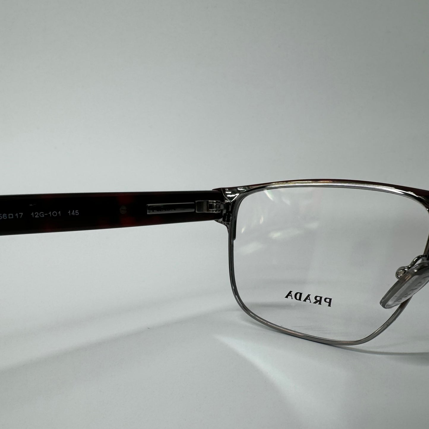 Mens PRADA Red Tortoise Shell & Silver Rectangle  Glasses Frames PR 57ZV 12G1O1