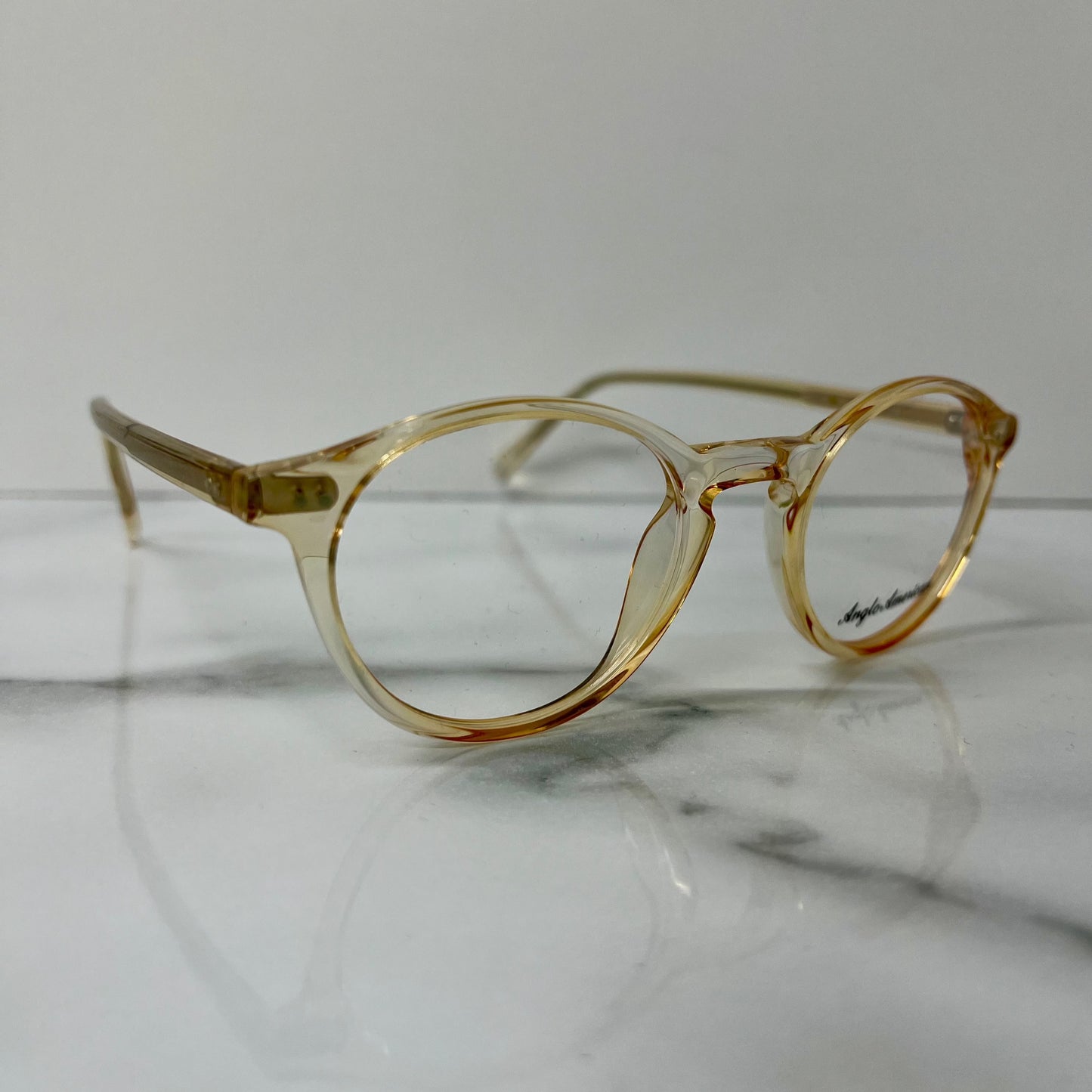 Anglo American 406 Optical Glasses Clear Champagne England Designer Eyeglasses