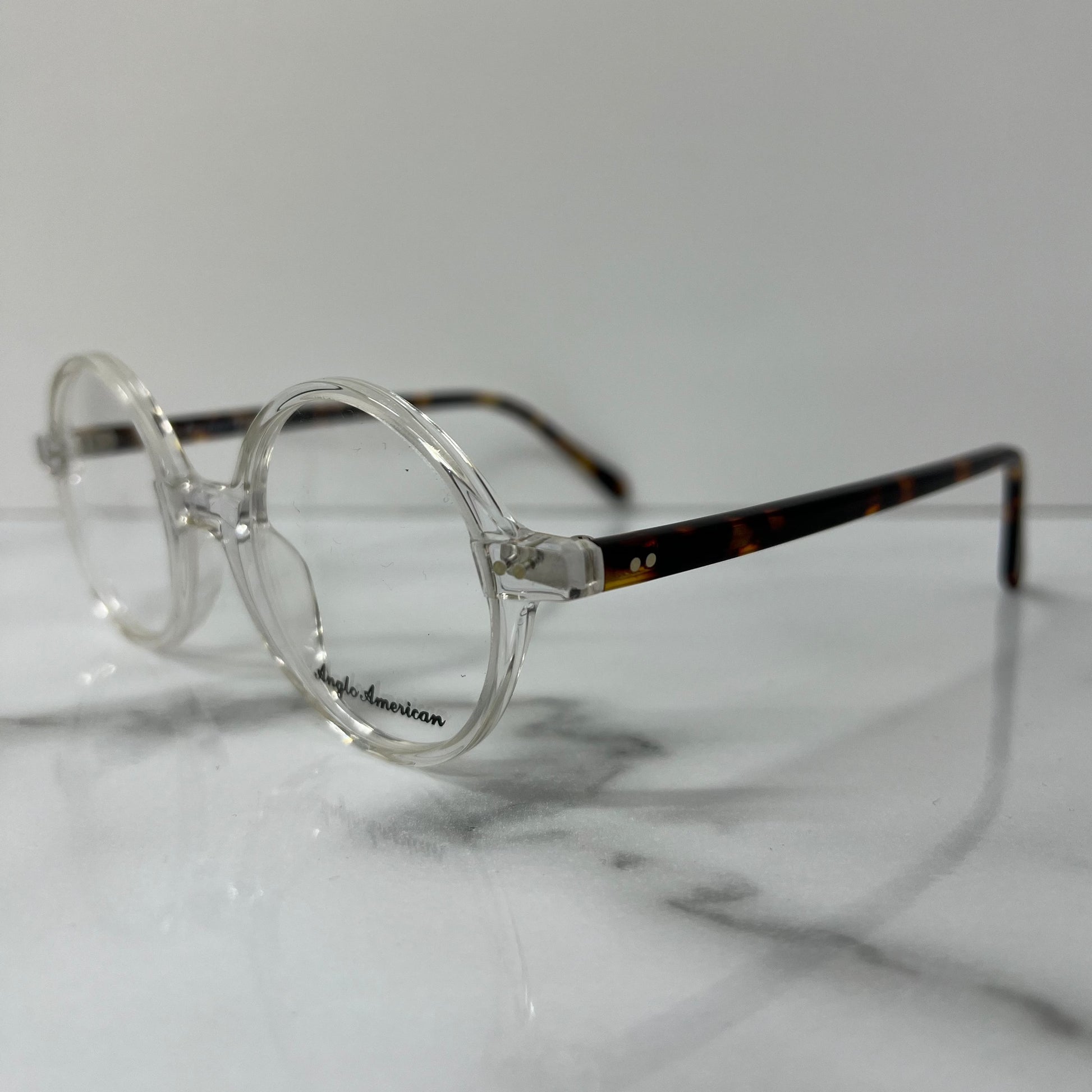 Anglo American 400 Optical Glasses Frames Clear Tortoise 45mm England Eyeglasses