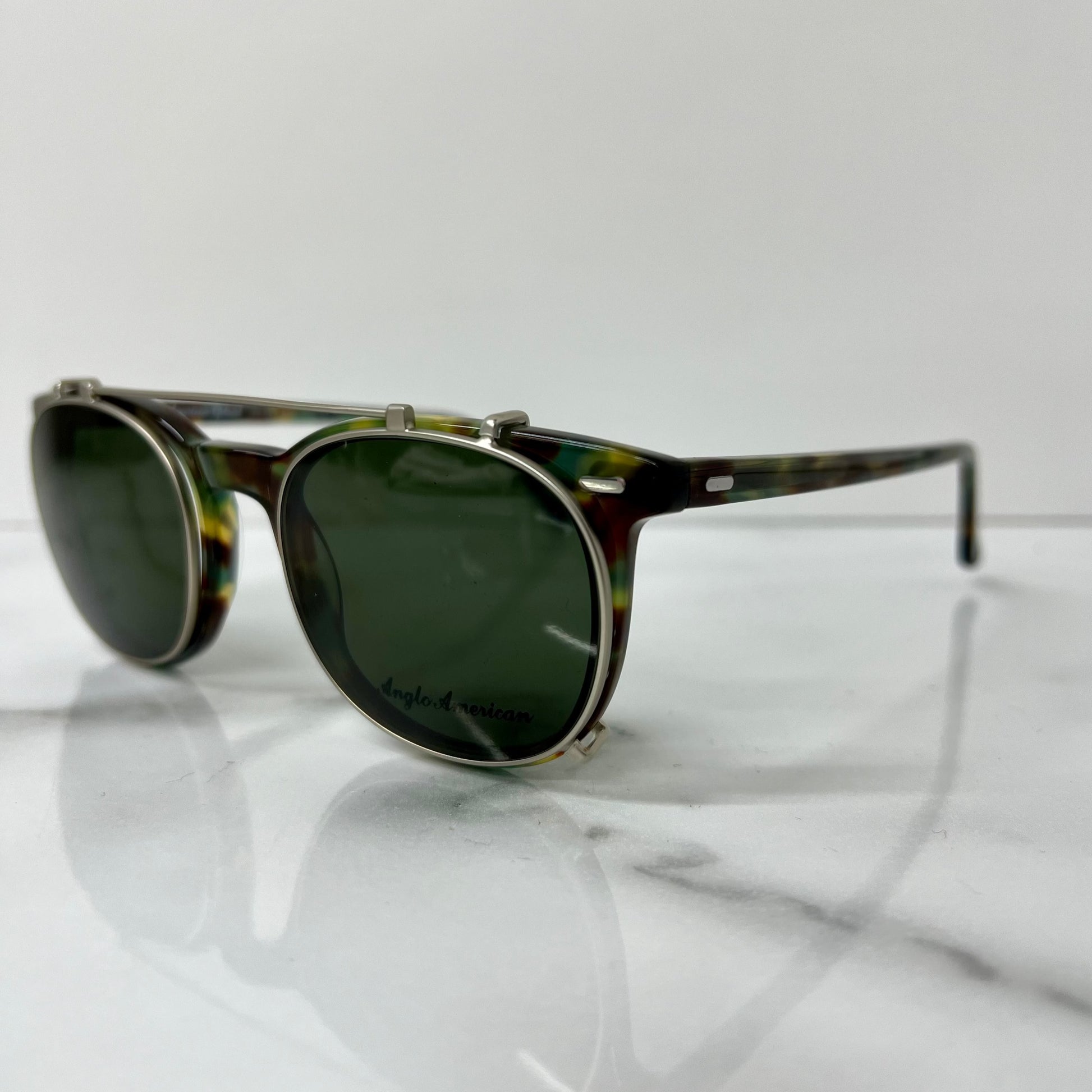 Anglo American Clip on Sunglasses 313 HYBG Green Camouflage Optical Glasses