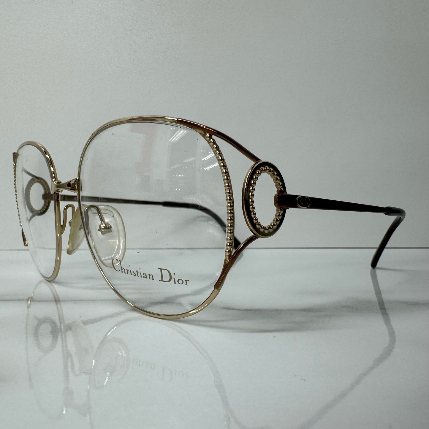Vintage Christian Dior Glasses Frames - 2788 Gold & Brown Round Eyeglasses