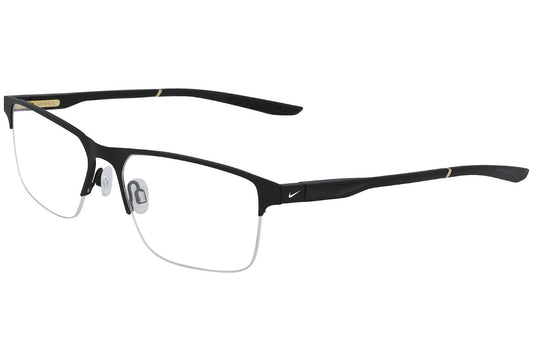 Nike 8045 002 Prescription Glasses Semi Rimless Satin Black Eyeglasses