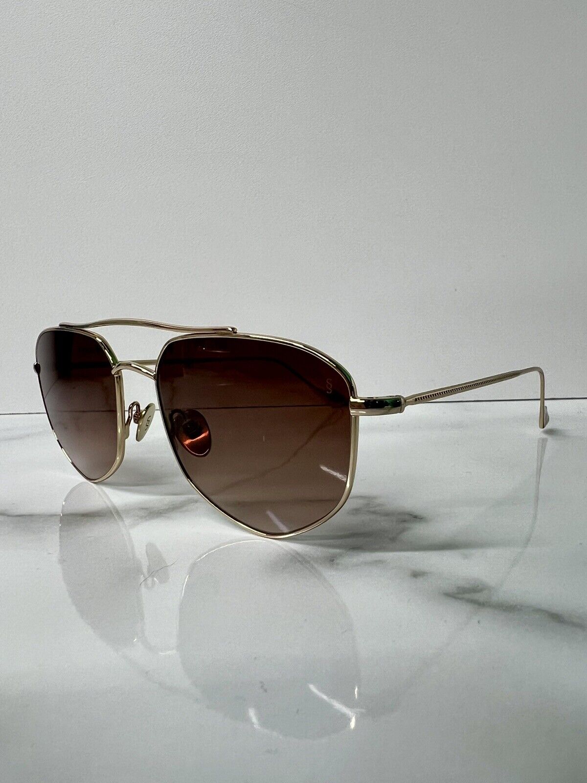 Sunday Somewhere Sunglasses Andrea SUN017 C1 brown geometric gold designer glasses